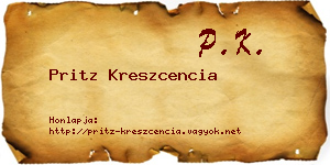 Pritz Kreszcencia névjegykártya